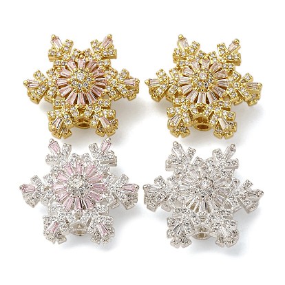 Латунные микро проложить кубического циркония бусы, снежинка, без кадмия и без свинца, стойки покрытие, долговечный