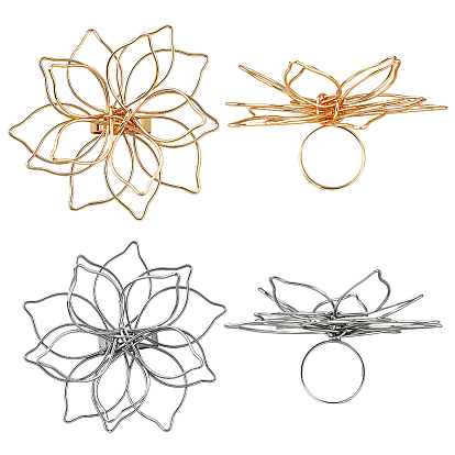 4 шт. 2 цветные кольца из сплава, цветок