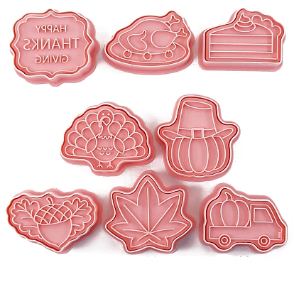 Thanksgiving Day Theme Plastic Cookie Candy Molds Set, Maple Leaf/Turkey/Pumpkin