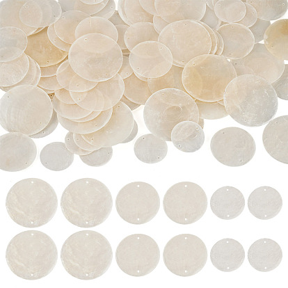 90 шт. 3 стили натуральные подвески-диски-соединители из ракушек Capiz
