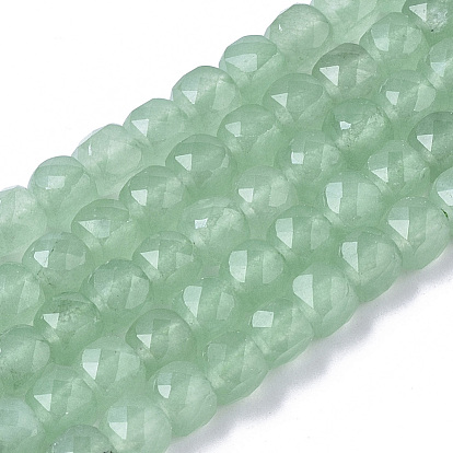 Natural Green Aventurine Beads Strands, Faceted, Cube