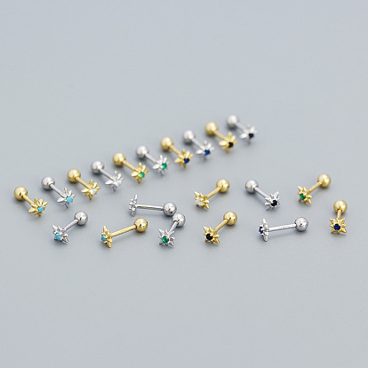 Звезда 925 серьги для хряща уха из стерлингового серебра с инкрустацией кубическим цирконием