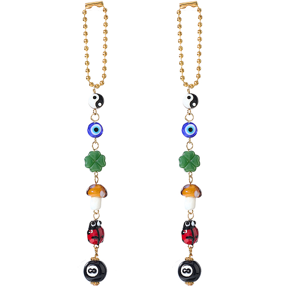 Гриб и сглаз акриловые и лампворк и стеклянные подвесные украшения, со стальными шариковыми цепями, для автомобильных подвесных украшений