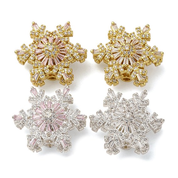 Латунные микро проложить кубического циркония бусы, снежинка, без кадмия и без свинца, стойки покрытие, долговечный