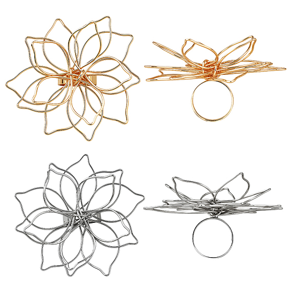 4 шт. 2 цветные кольца из сплава, цветок