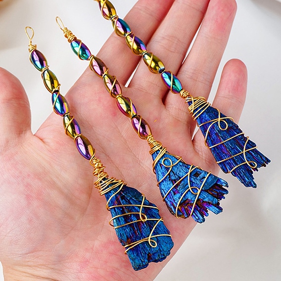 Хэллоуин ведьма украшение метлы, гальванический кварцевый веник из натурального турмалина, целебная каменная палочка для метлы