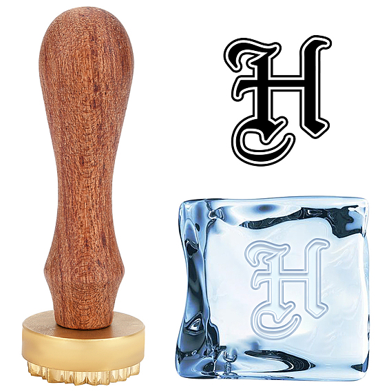 1головка штампа из латуни золотистого тона, с прямоугольными бархатными мешочками 1pc и ручкой из грушевого дерева 1pc, для сургучной печати