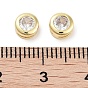 Brass with Single Cubic Zirconia Slide Charms, Flat Round