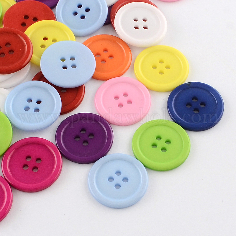 China Factory 4-Hole Plastic Buttons, Flat Round, 24.5x2.5mm, Hole: 2mm ...