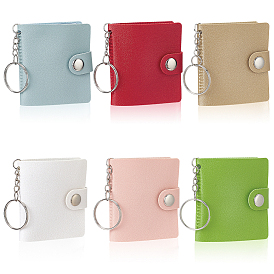 6шт. 6 цвета чехол для фотокарточки из искусственной кожи брелок, прямоугольные, платина