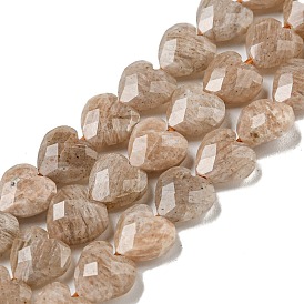 Natural Gemstone Beads Strands, Faceted, Heart