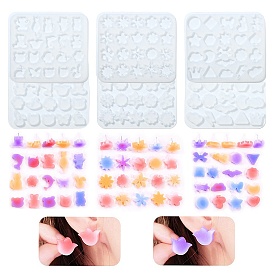 3 pièces 3 styles moule en silicone, fabrication artisanale de résine époxy, étoiles lune neige chat fleurs