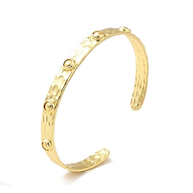 Rack Plating Brass Flat Round Hammered Open Cuff Bangle for Women, Lead Free & Cadium Free
