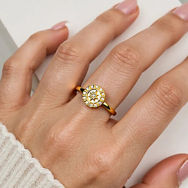 Латунные кольца-манжеты с микропаве из прозрачных кубических цирконий, золотые