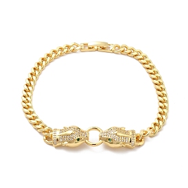 Collar con colgante de zirconia cúbica doble kylin con cadenas de latón para hombres y mujeres, sin cadmio y níque y plomo