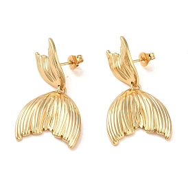 Fishtail Shape 304 Stainless Steel Stud Earrings, Dangle Earrings for Women