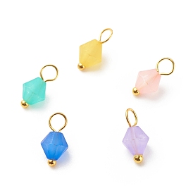 Frosted Acrylic Charms, with Brass Findings, Mixed Color, Cone