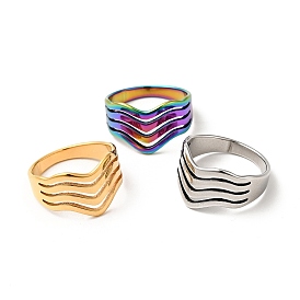 201 Stainless Steel Wave Thick Finger Ring for Women