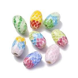 Двухцветные бусины лэмпворк ручной работы, овал с чешуйчатым рисунком