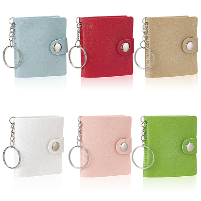 6шт. 6 цвета чехол для фотокарточки из искусственной кожи брелок, прямоугольные, платина