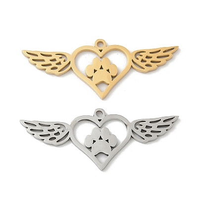 304 подвески из нержавеющей стали, полый, подвеска в виде сердца, крыла и отпечатка лапы