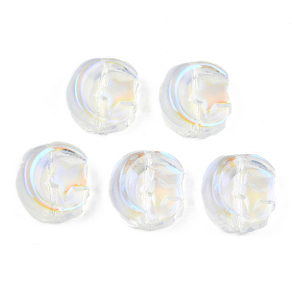 Electroplate Transparent  Glass Beads, AB Color, Moon with Star