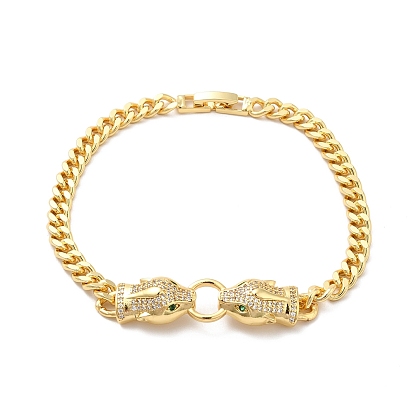 Collar con colgante de zirconia cúbica doble kylin con cadenas de latón para hombres y mujeres, sin cadmio y níque y plomo