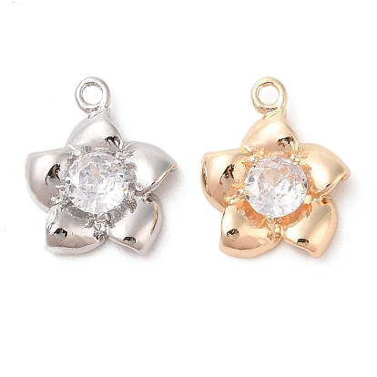 Подвески из прозрачного стекла с инкрустацией из латуни, цветок