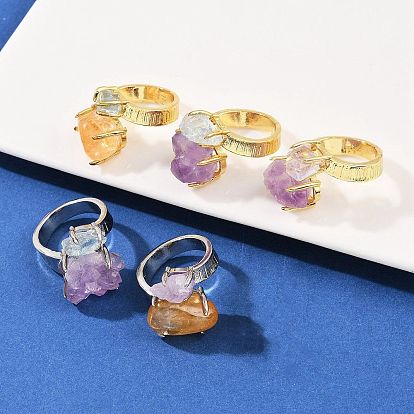 Кольца-манжеты с натуральными драгоценными камнями, латунные регулируемые кольца для женщин, долговечный, золотые / платиновые