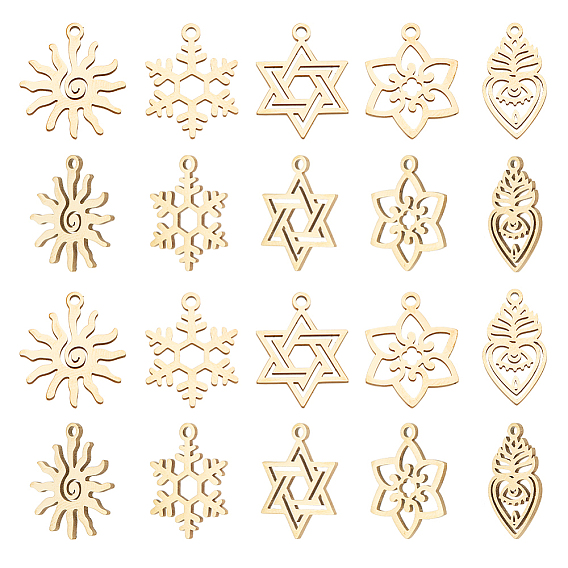 20 шт. 5 стили ионное покрытие (IP) 316 хирургическая нержавеющая сталь и 304 подвески из нержавеющей стали, разнообразные