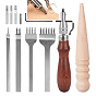 Набор инструментов для изготовления кожи своими руками из дерева и нержавеющей стали, включая полировальный стержень, дырокол, инструмент для нарезки канавок