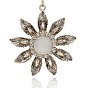 Argent antique plaqué alliage chat pendants de fleur d'oeil, avec strass cristal, 63x58x12mm, Trou: 3mm