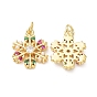 Подвески из латуни, циркония и пластика с искусственным жемчугом, без кадмия и без свинца, стойки покрытие, Новогодняя тема, снежинка