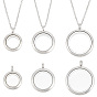 DIY Blank Floating Charm Necklace Making Kit, Including 304 Stainless Steel Flat Round Locket Pendants & Cable Chains