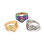 201 Stainless Steel Wave Thick Finger Ring for Women
