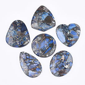 Synthetic Gold Line Regalite/Imperial Jasper/Sea Sediment Jasper Pendants, Dyed, Mixed Shapes