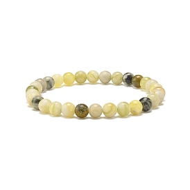 Bracelet extensible en perles rondes avec pierres précieuses naturelles pour femme