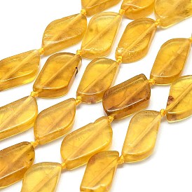 Natural Yellow Fluorite Beads Strands, Leaf