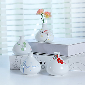 Hand-painted white porcelain small vase ceramic creative porcelain vase Chinese flower arrangement small vase porcelain mini ornament hydroponic flower vessel