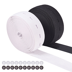 BENECREAT DIY Making, Resin Buttons and Buttonhole Flat Elastic Rubber Cord/Band