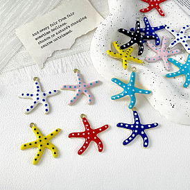 Подвески из эмали и сплава, морская звезда, платиной и золотом
