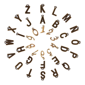 SUNNYCLUE Tibetan Style Alloy Pendant Sets, Including Number 0~9 and Alphabet Letter A~Z