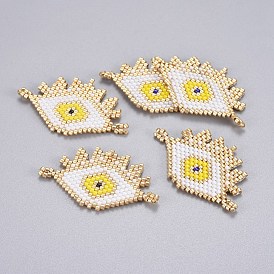 Handmade Japanese Seed Beads Links, with Japan Import Thread, Loom Pattern, Eye