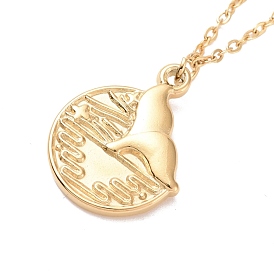 Ion Plating(IP) 304 Stainless Steel Whale Tail Pendant Necklace for Women