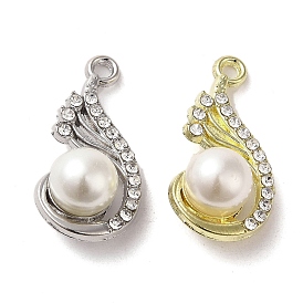 Alloy with Rhinestone Pendants, with ABS Imitation Pearl, Teardrop Charms
