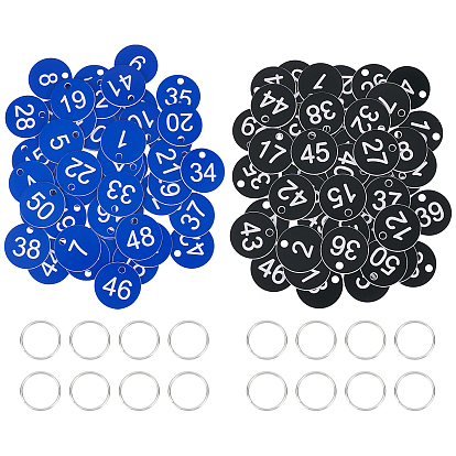 Number Tag Set, with 200Pcs Opaque Acrylic Pendants & Iron Split Key Rings