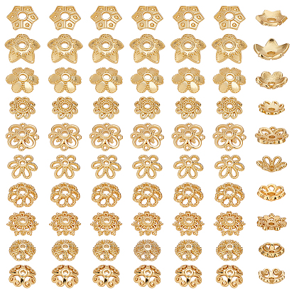 80 шт. 10 стили цветочные латунные колпачки для бусин, стойки покрытие, без кадмия и без свинца, долговечный