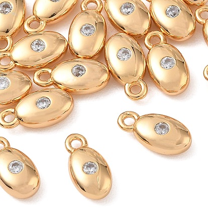 Shegrace Messing-Anhänger mit Mikropavé-Fassung aus klaren Zirkonia, oval Charme, Nickel frei