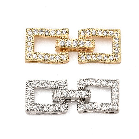 Латунное микропейв, прозрачный кубический цирконий, складные застежки, без кадмия, без никеля и без свинца, прямоугольные