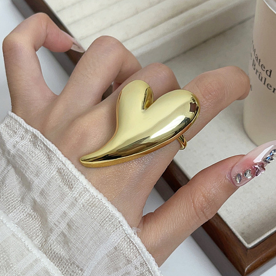 Большие кольца-манжеты из сплава в форме сердца, открытые кольца